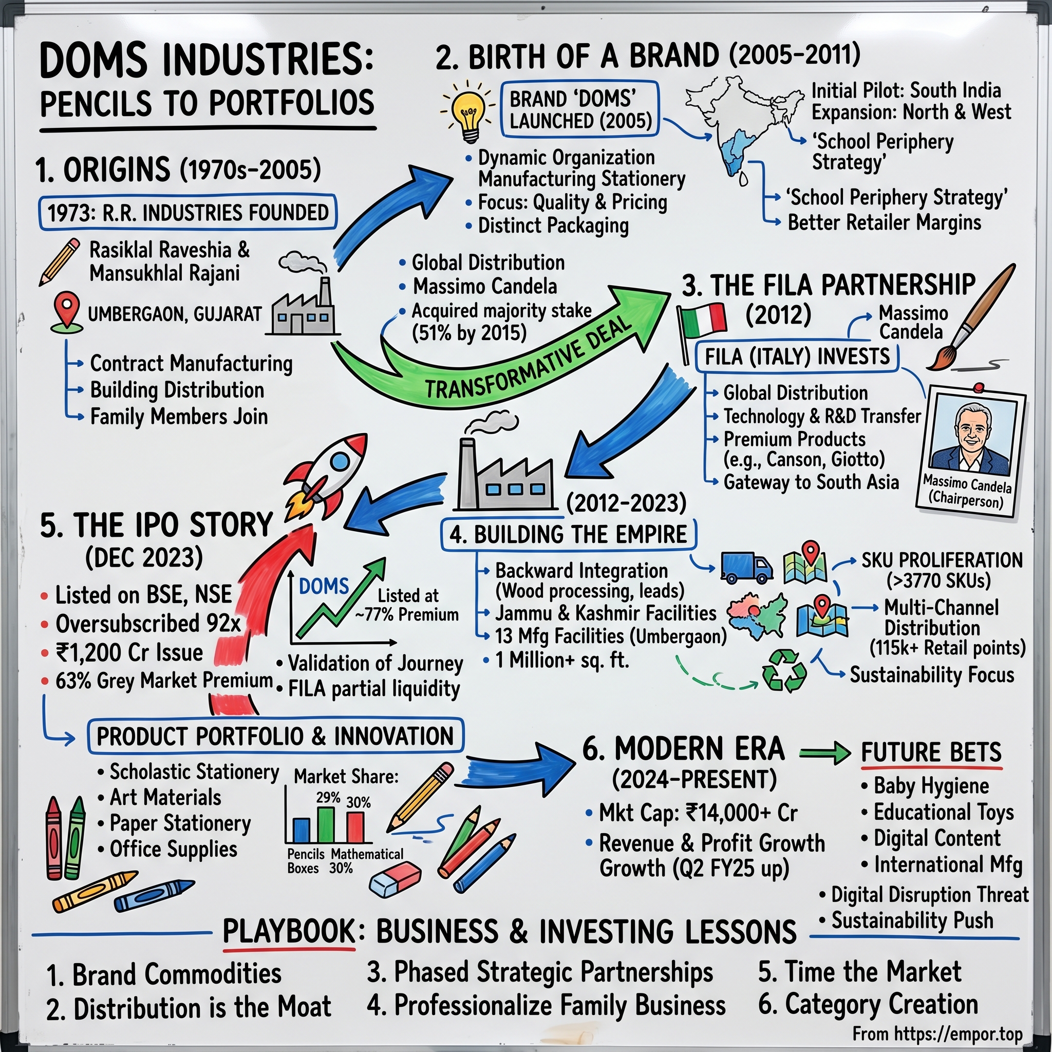 Doms Industries visual story map
