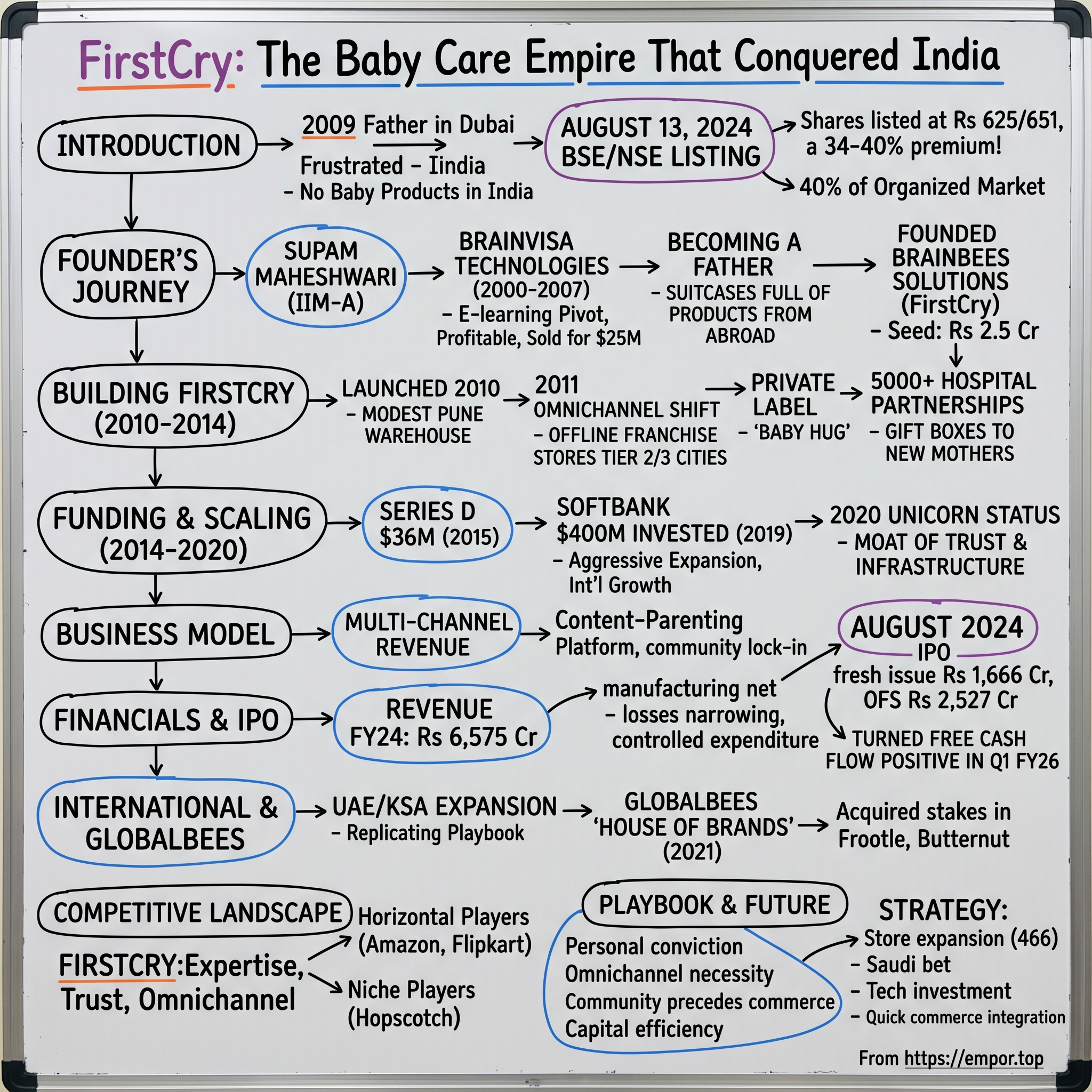 Brainbees Solutions (FirstCry) visual story map