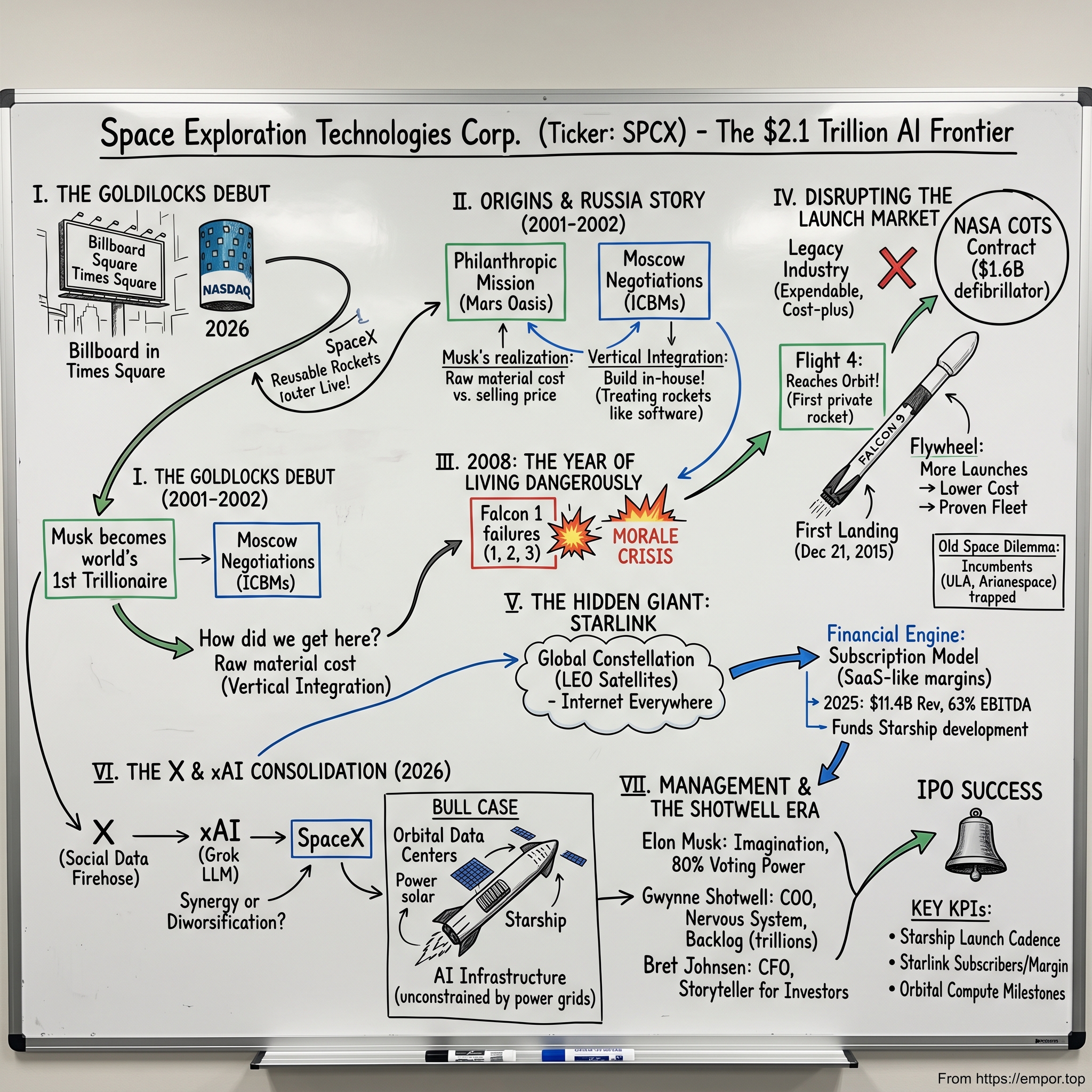Space Exploration Technologies visual story map